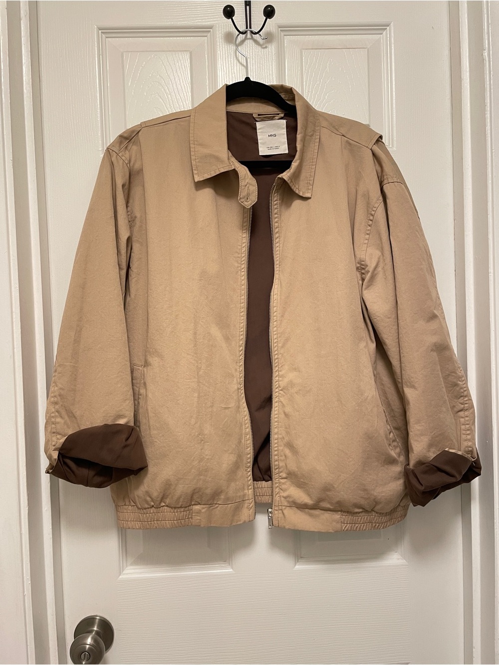 Mango Beige Lightweight Jacket with Brown Lining